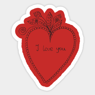 I love you - hand drawn illustration Sticker